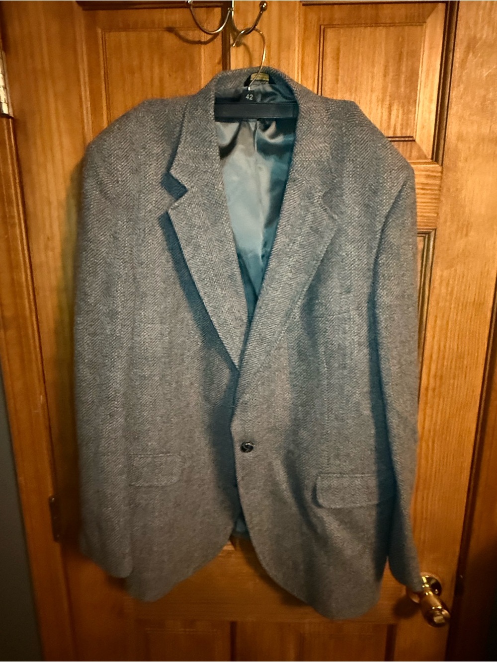 Vintage Stafford Hampshire Wool sport coat blazer gray herringbone tweed USA